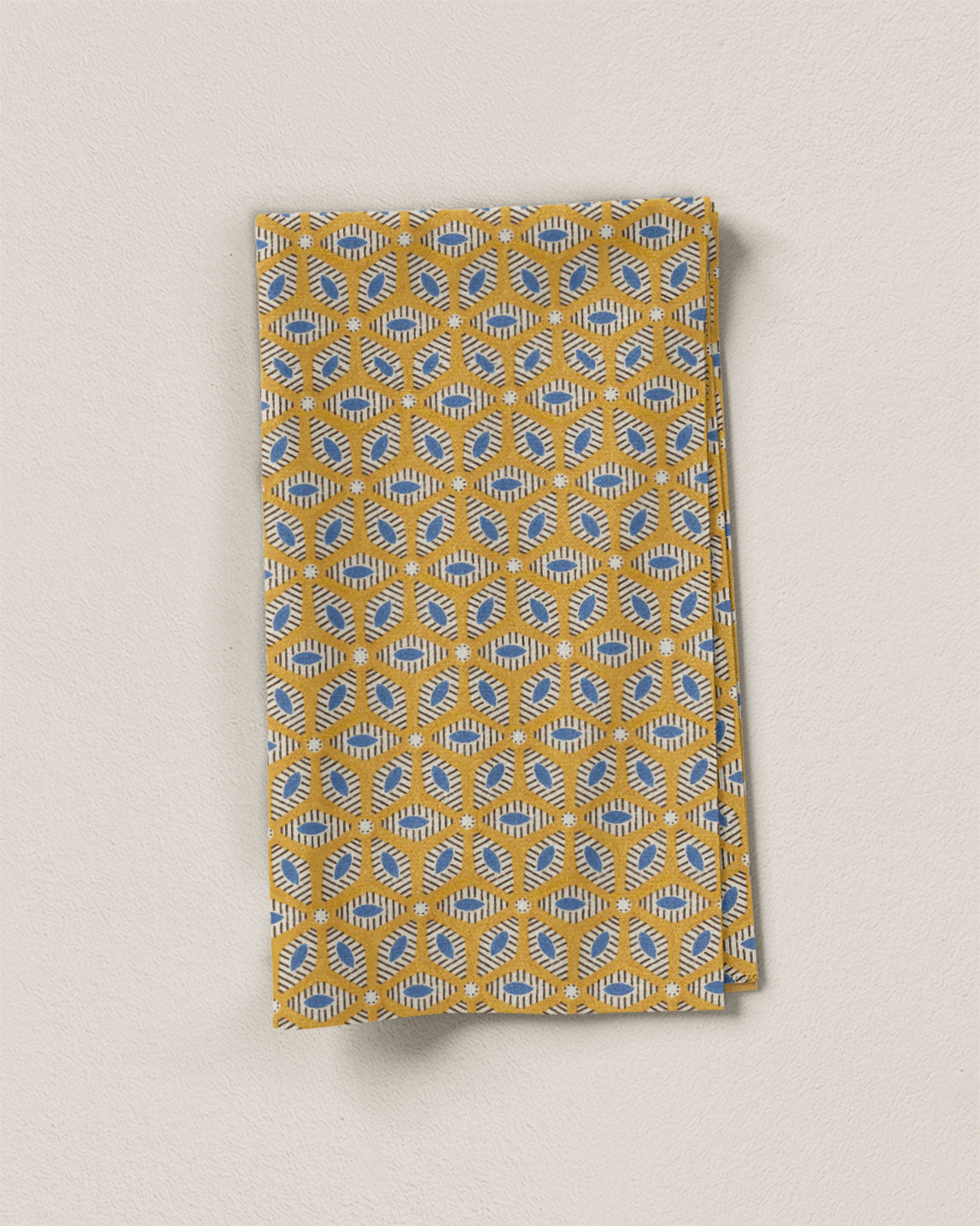 Mustard Geometric Floral Block Print Cotton