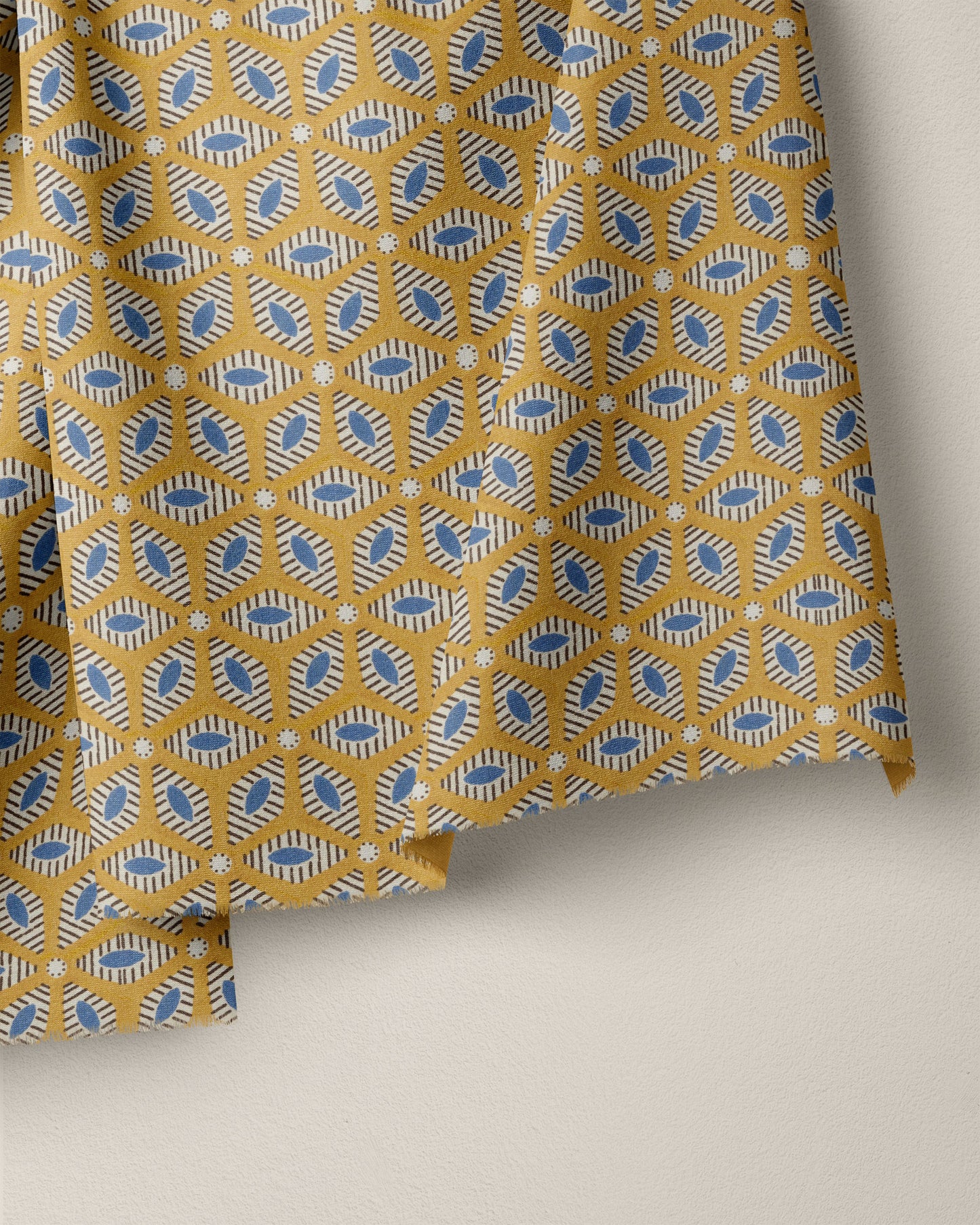 Mustard Geometric Floral Block Print Cotton