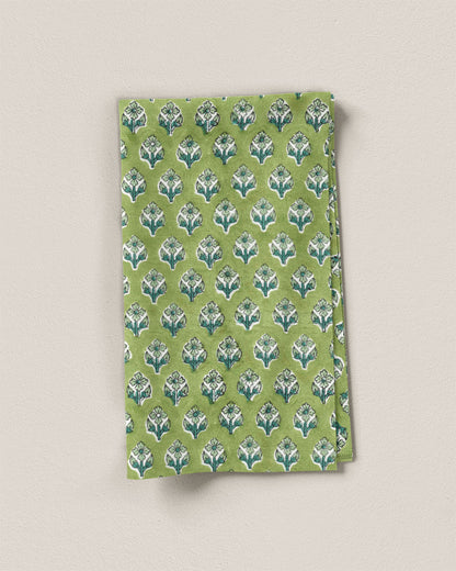 Green Bloom Block Print Cotton