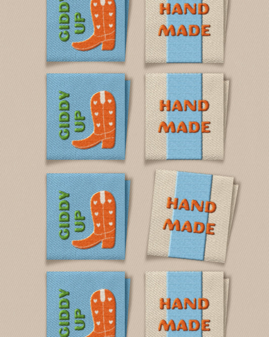 Hand Made Cowboy Boot Square Garment Labels