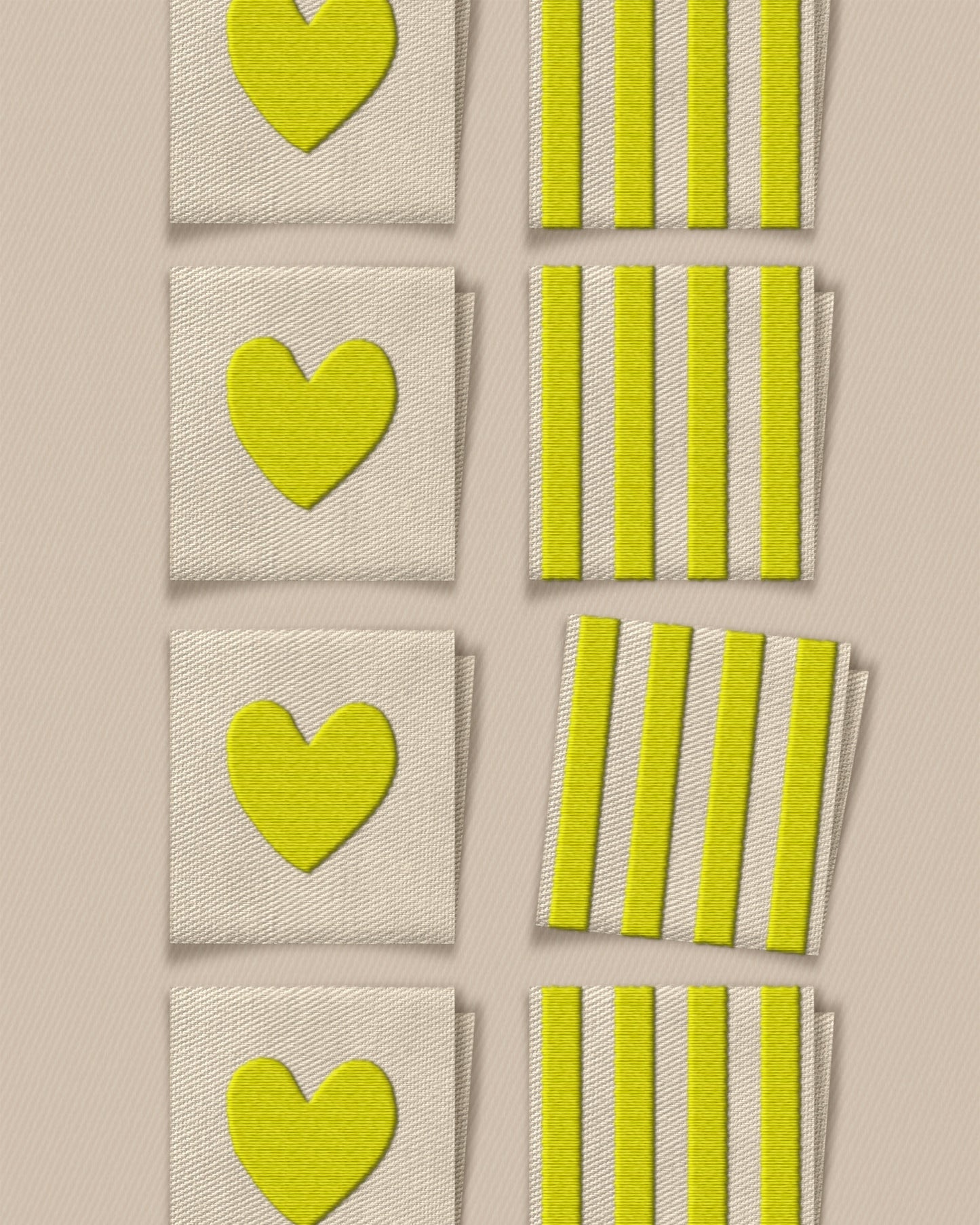 Citron Heart and Stripe Square Garment Labels