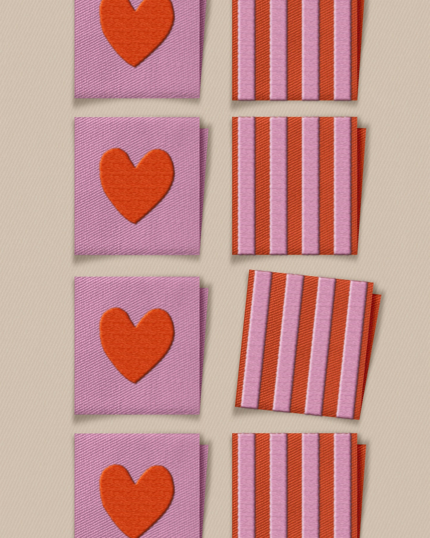 Red Heart and Stripe Square Garment Labels