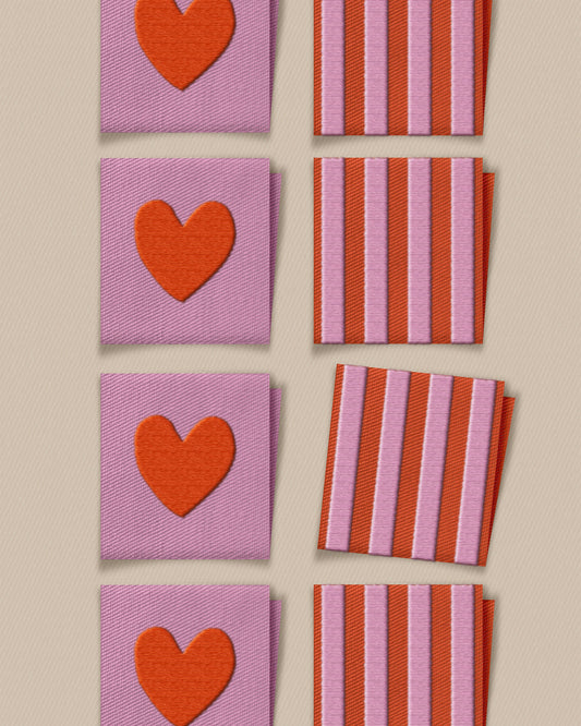 Red Heart and Stripe Square Garment Labels