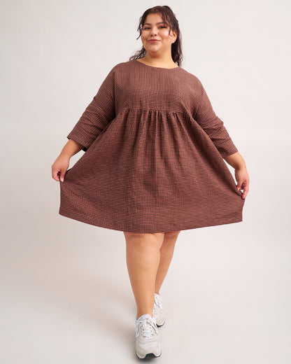 Cocoa Nib Micro Gingham Washed Linen