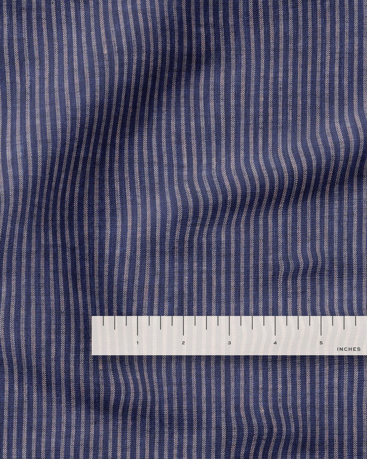 Ink Blue Thin Stripe Linen