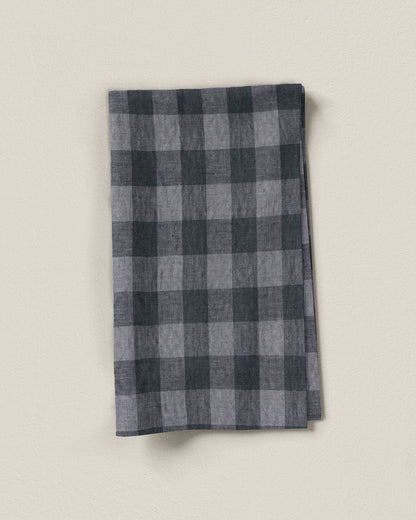 Large Charcoal Gingham Linen