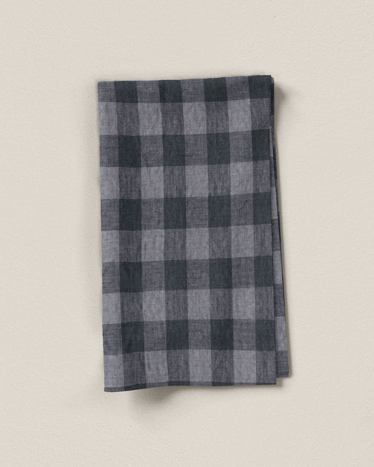 Large Charcoal Gingham Linen