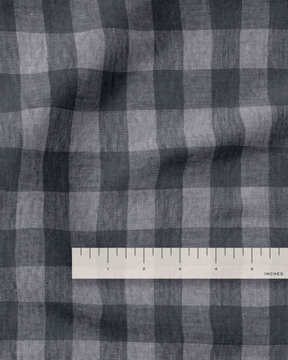 Large Charcoal Gingham Linen