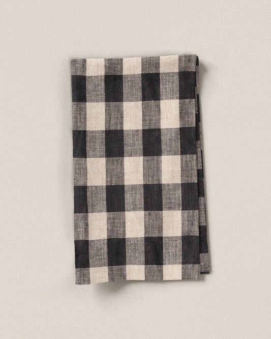 Large Black and Natural Gingham Linen