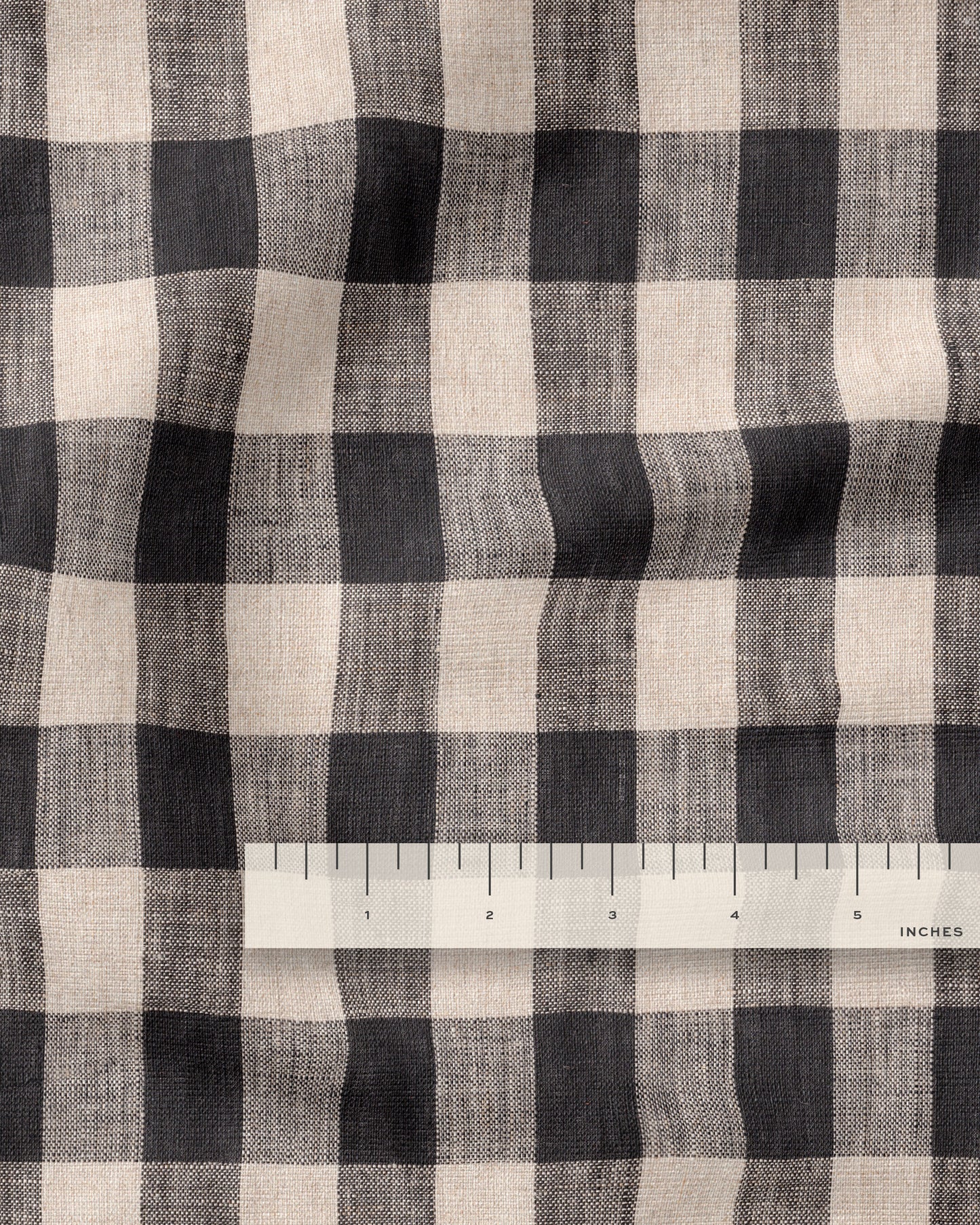 Large Black and Natural Gingham Linen