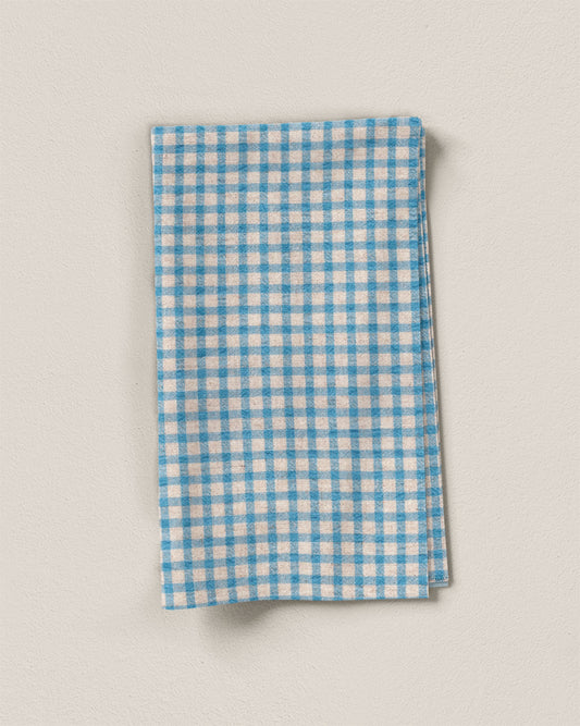 Malibu Blue Linen Cotton Check