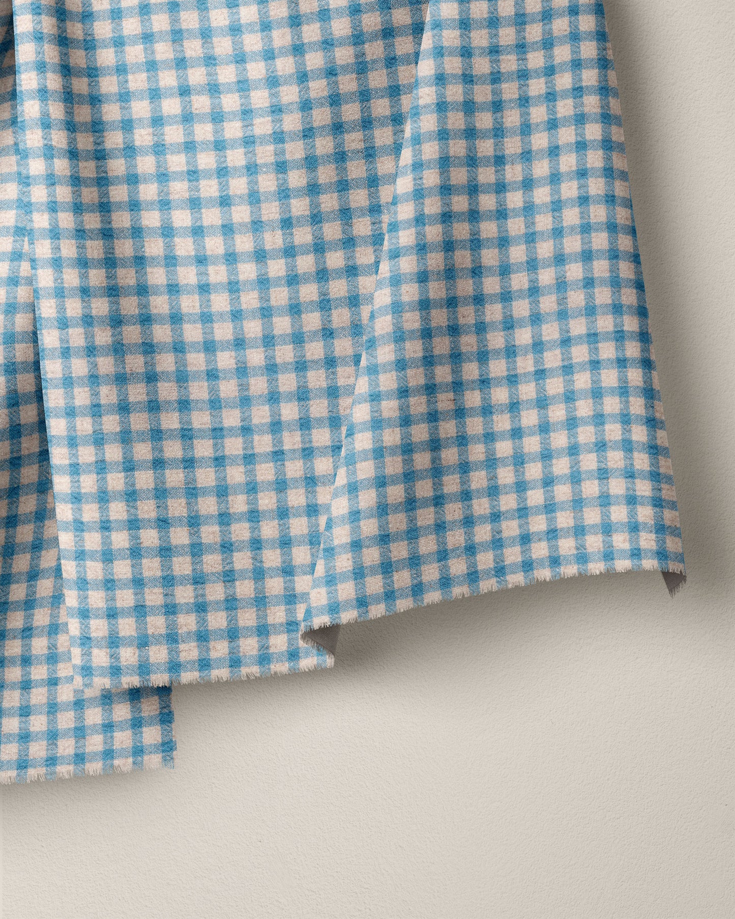 Malibu Blue Linen Cotton Check