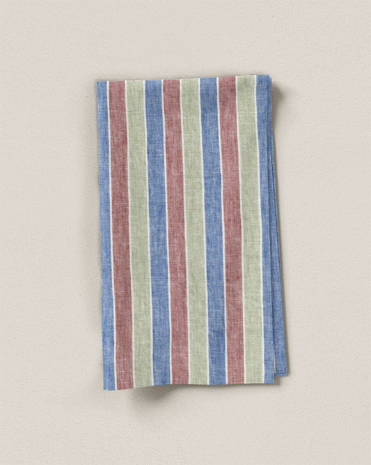 Marbled Nougat Stripe Washed Linen