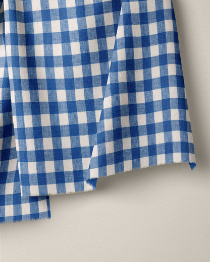 Medium Bluebell Gingham Washed Linen