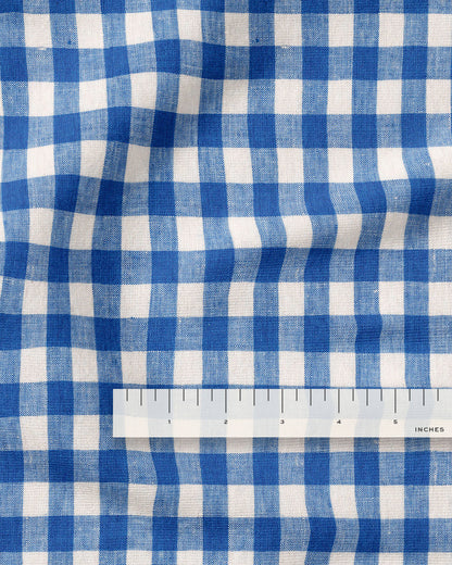 Medium Bluebell Gingham Washed Linen
