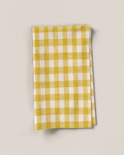 Medium Citron Gingham Washed Linen