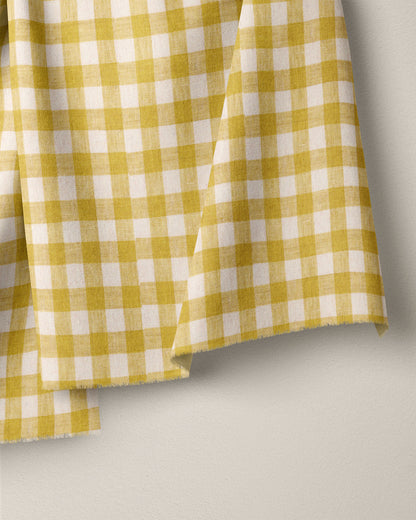 Medium Citron Gingham Washed Linen