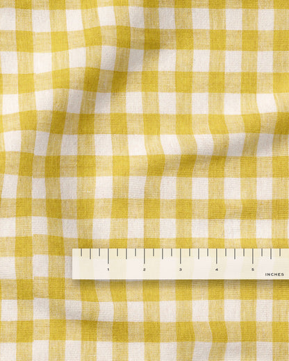 Medium Citron Gingham Washed Linen