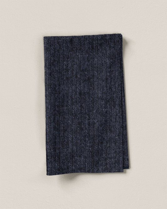 Indigo Herringbone Linen Cotton Denim