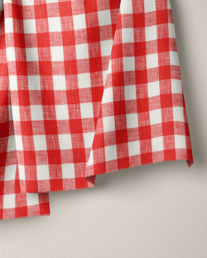 Medium Red Gingham Linen