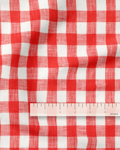Medium Red Gingham Linen