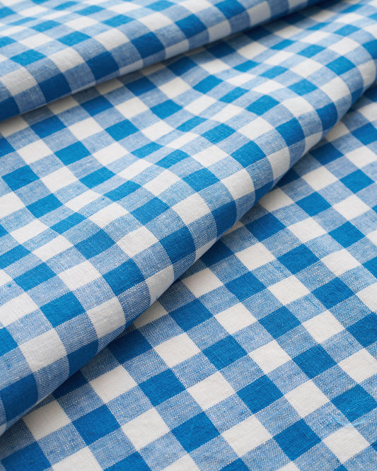 Medium Bluebell Gingham Washed Linen