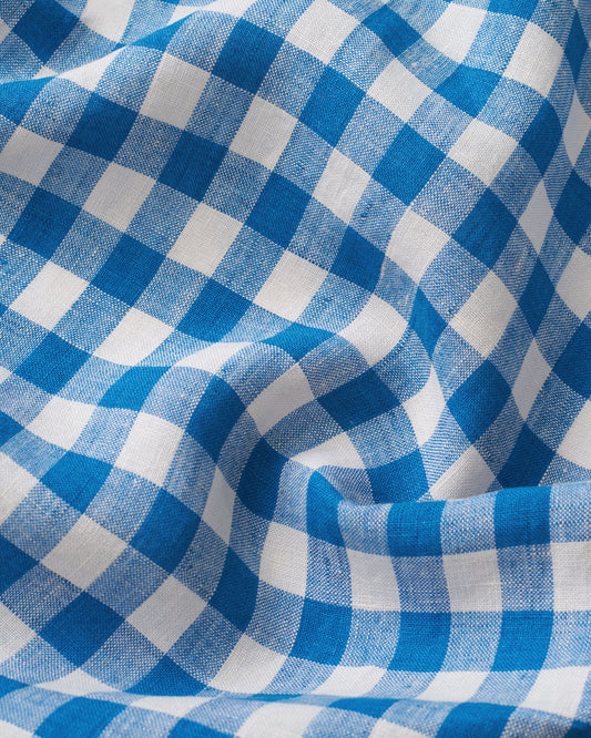 Medium Bluebell Gingham Washed Linen