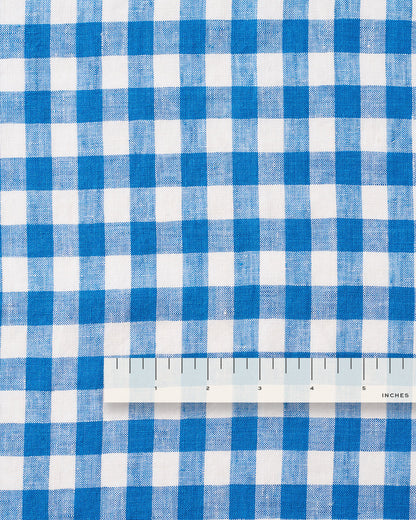 Medium Bluebell Gingham Washed Linen