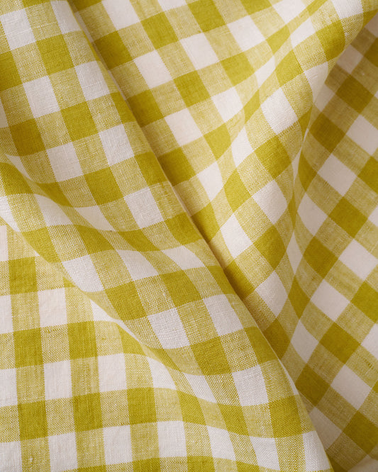 Medium Citron Gingham Washed Linen