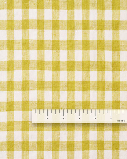 Medium Citron Gingham Washed Linen