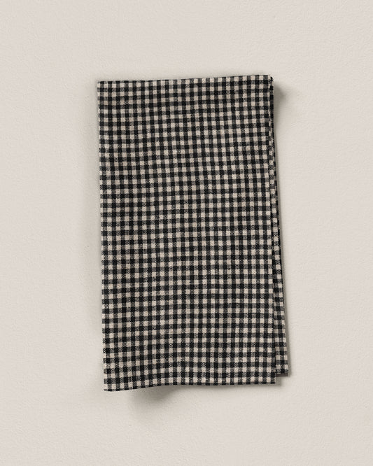 Micro Black and Natural Gingham Linen