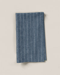 Mid Wash Pinstripe Linen Cotton Denim