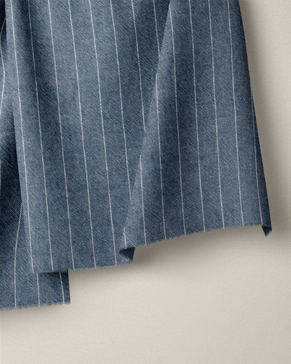 Mid Wash Pinstripe Linen Cotton Denim