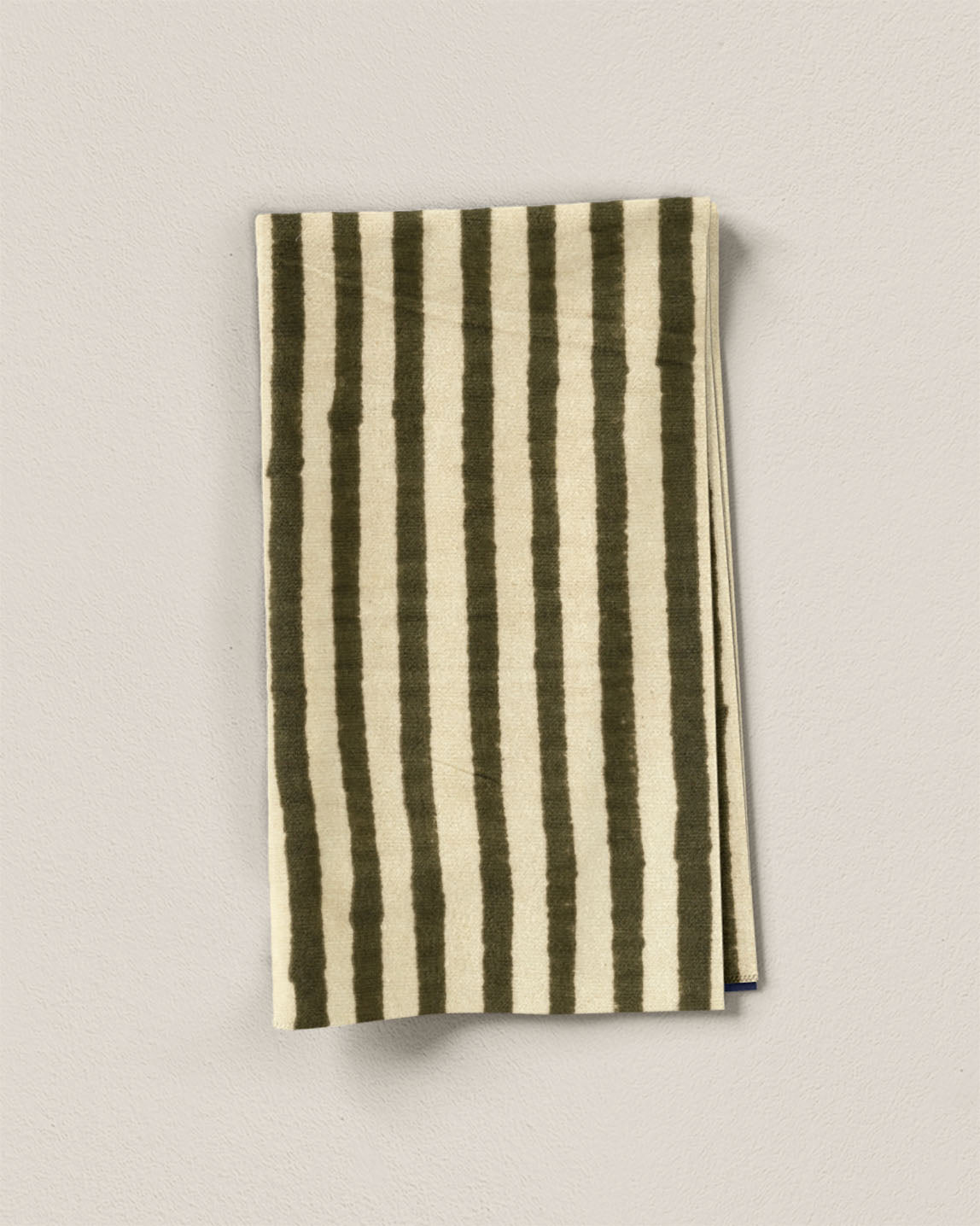 Olive Stripe Block Print Cotton