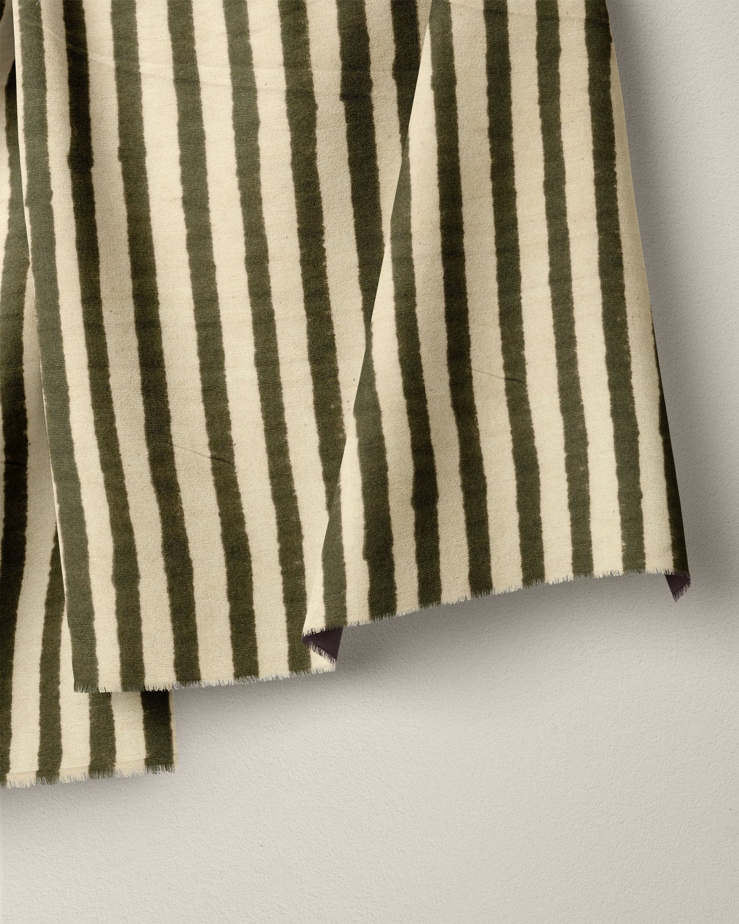 Olive Stripe Block Print Cotton