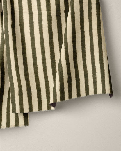 Olive Stripe Block Print Cotton