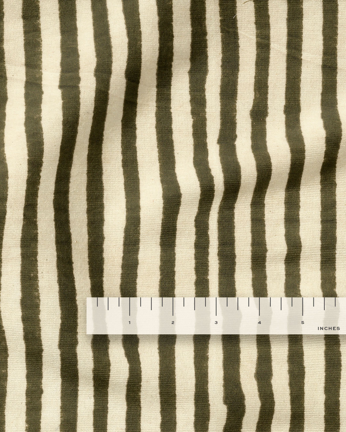 Olive Stripe Block Print Cotton