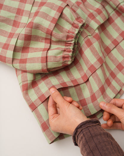 Cardamom Leaf Elongated Gingham Washed Linen