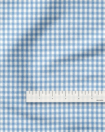 Powder Blue Kitchen Gingham Cotton