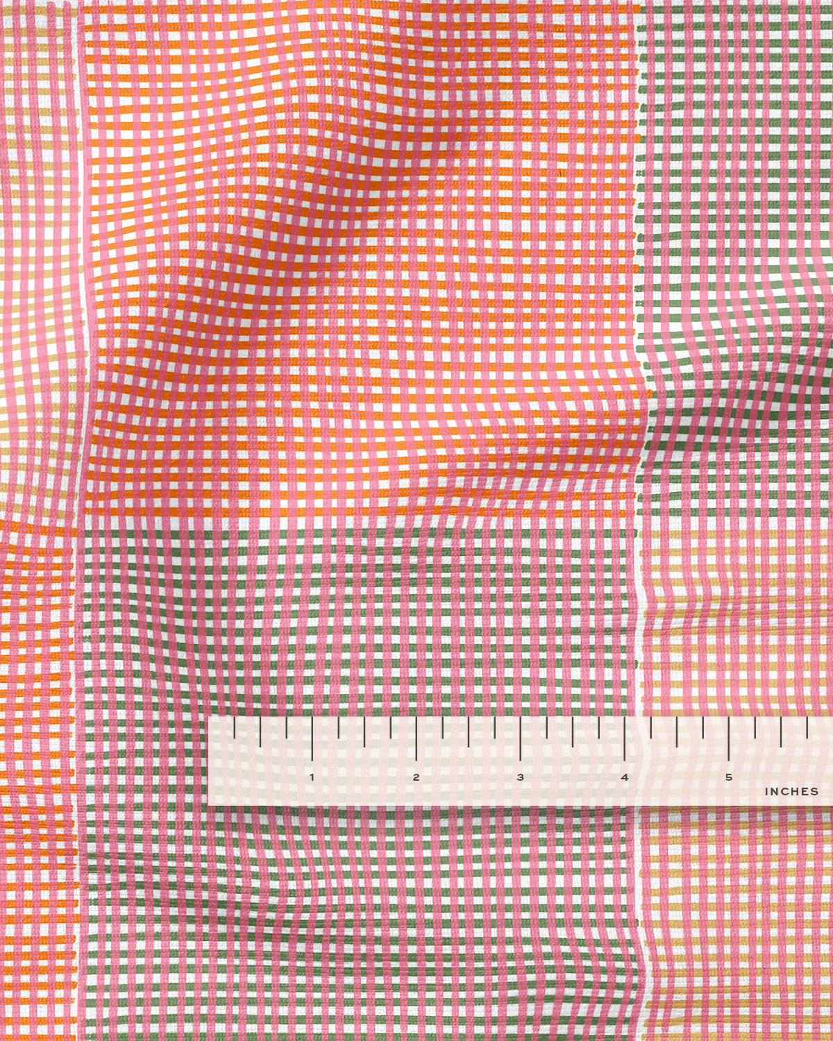 Watermelon Prism Check Screen Print Cotton