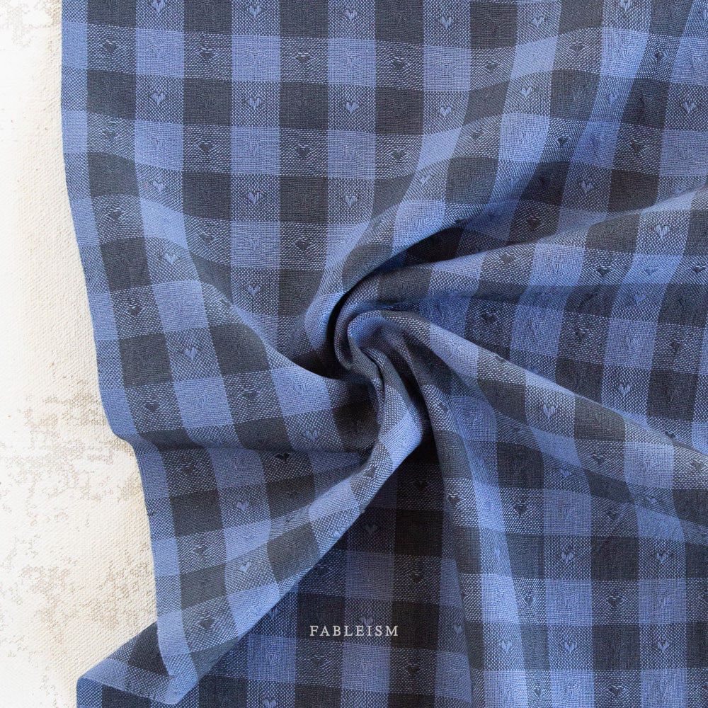 Gingham Dobby Hearts Blueberry