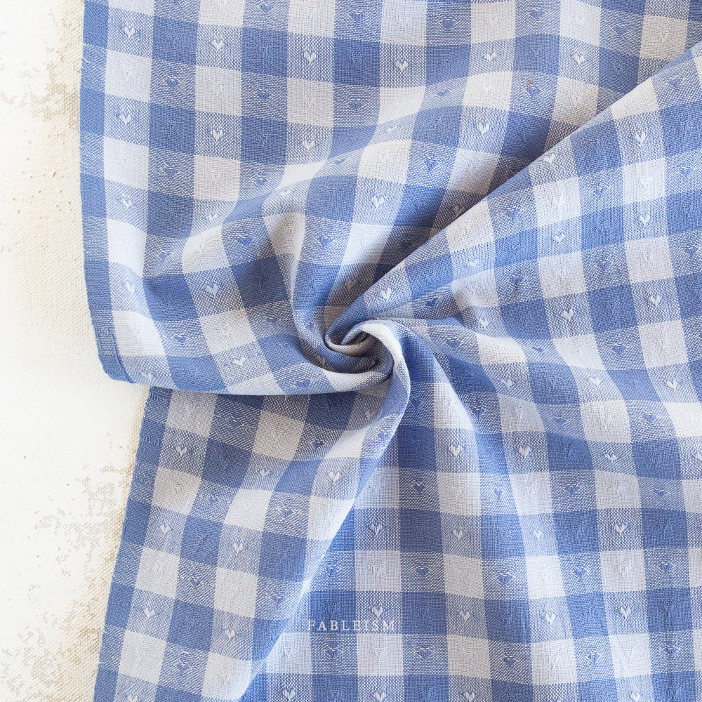 Gingham Dobby Hearts Alice Blue