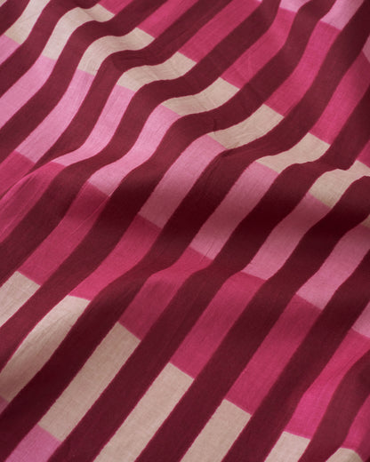 Raspberry Wide Multi Stripe Block Print