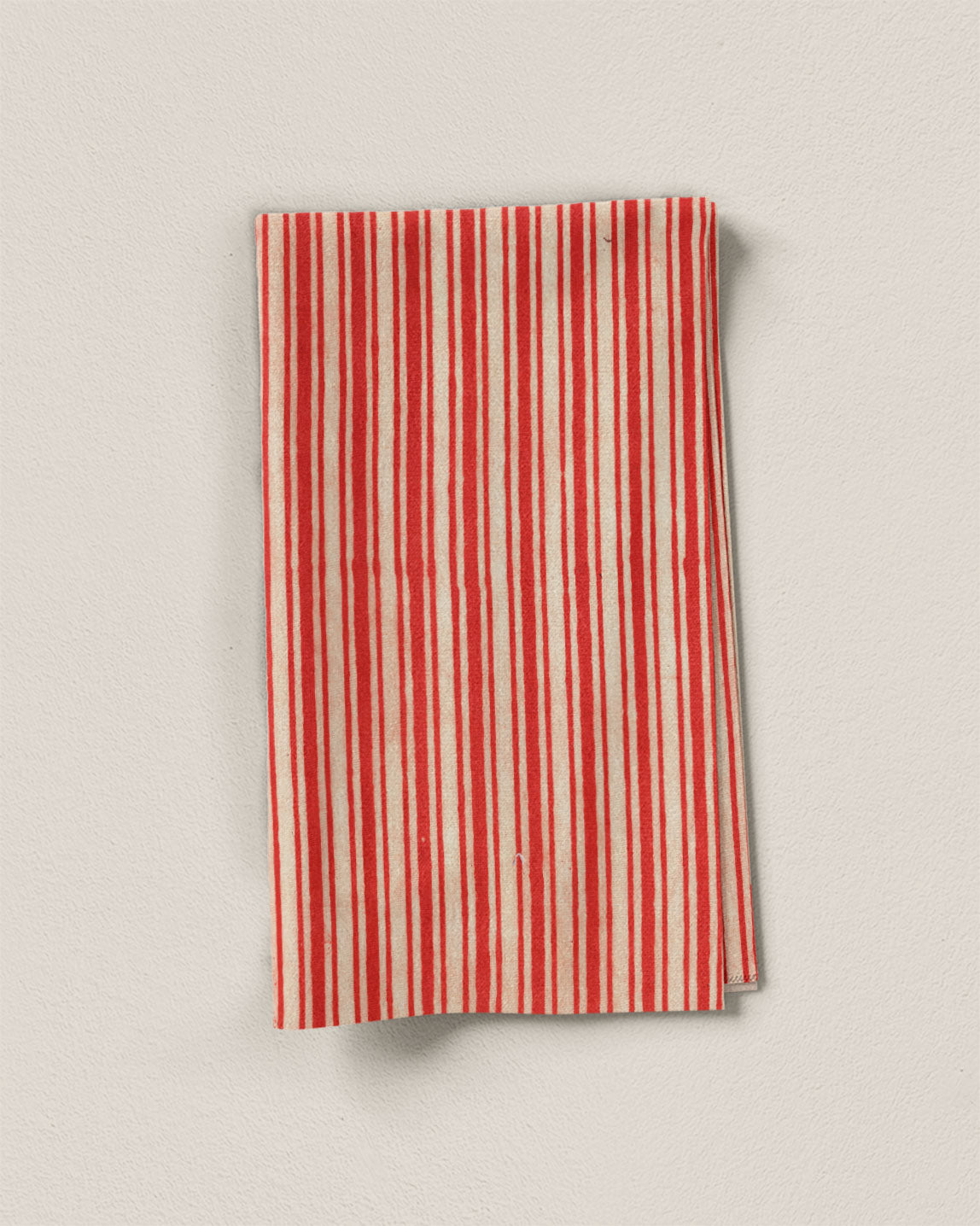 Red Ticking Stripe Screen Print Cotton