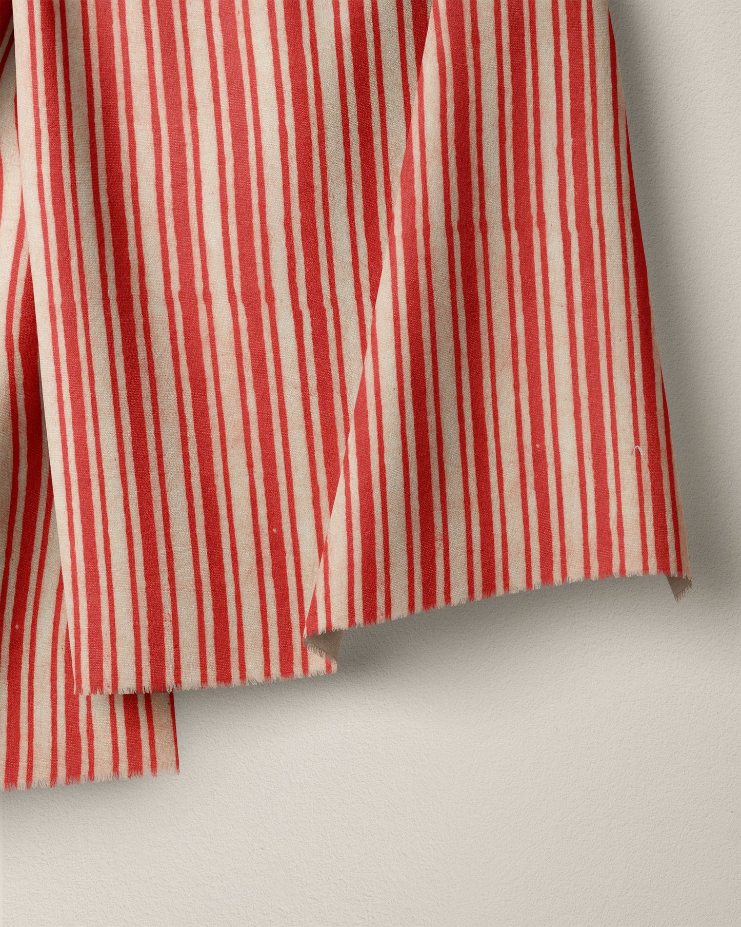 Red Ticking Stripe Screen Print Cotton