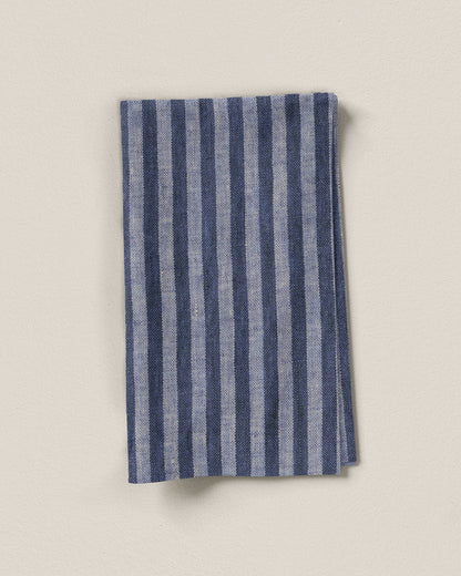 Sail Blue Candy Stripe Washed Linen