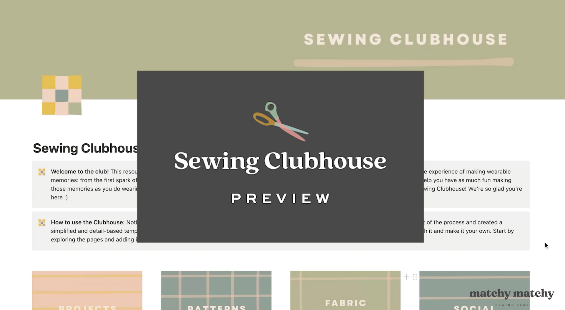 Load video: Sewing Clubhouse Notion Template Walkthrough