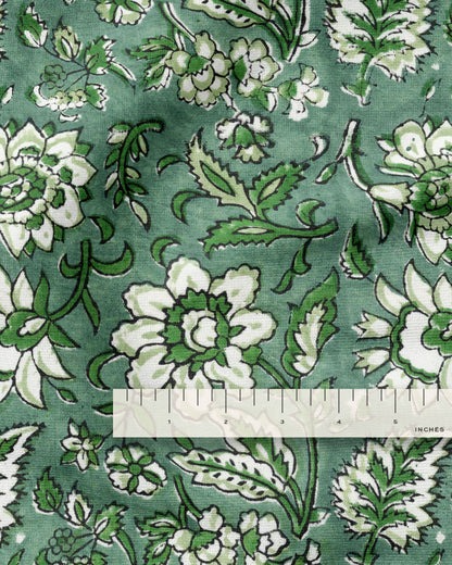 Sea Green Floral Block Print Cotton