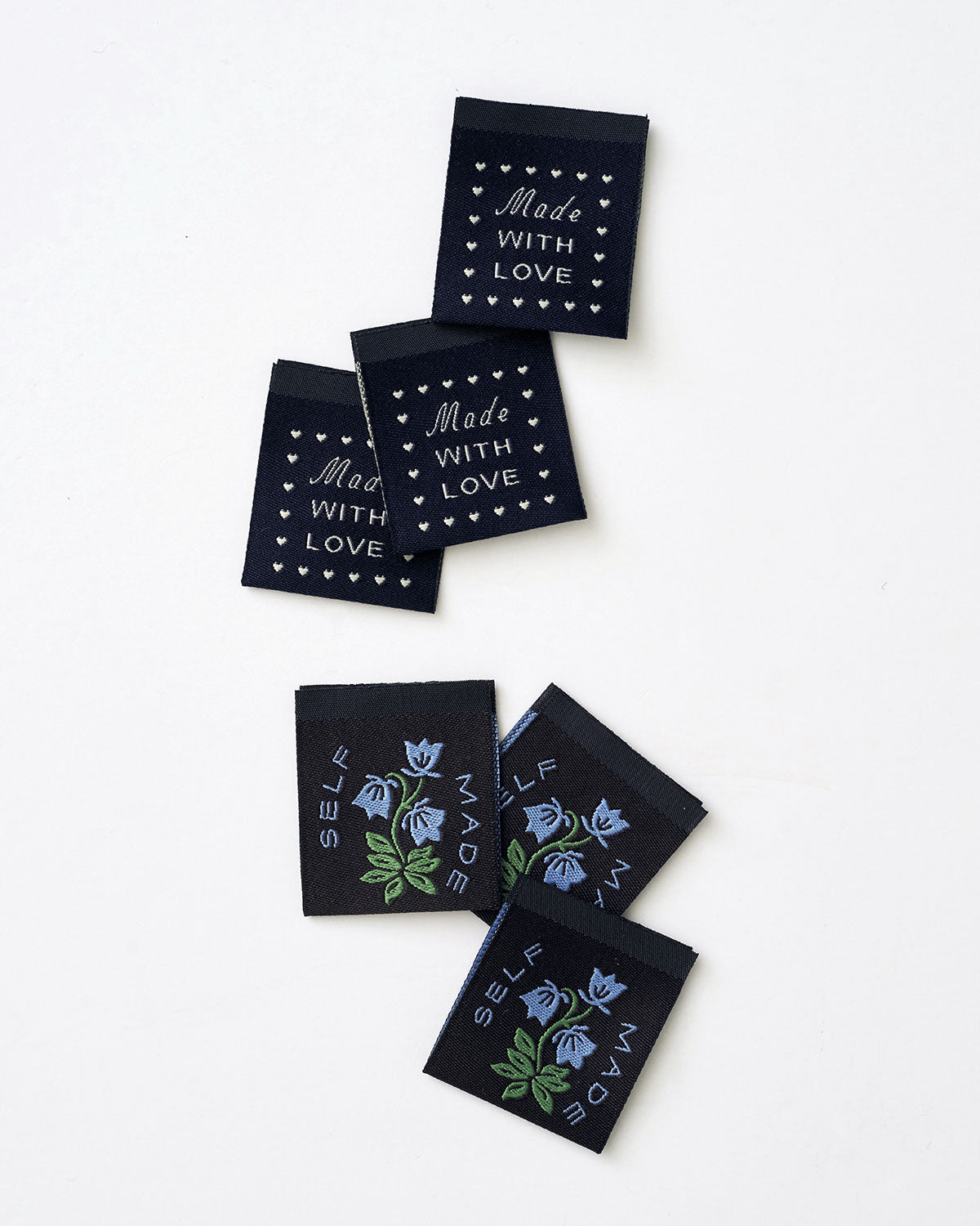Self Made Botanical Blue Woven Garment Labels