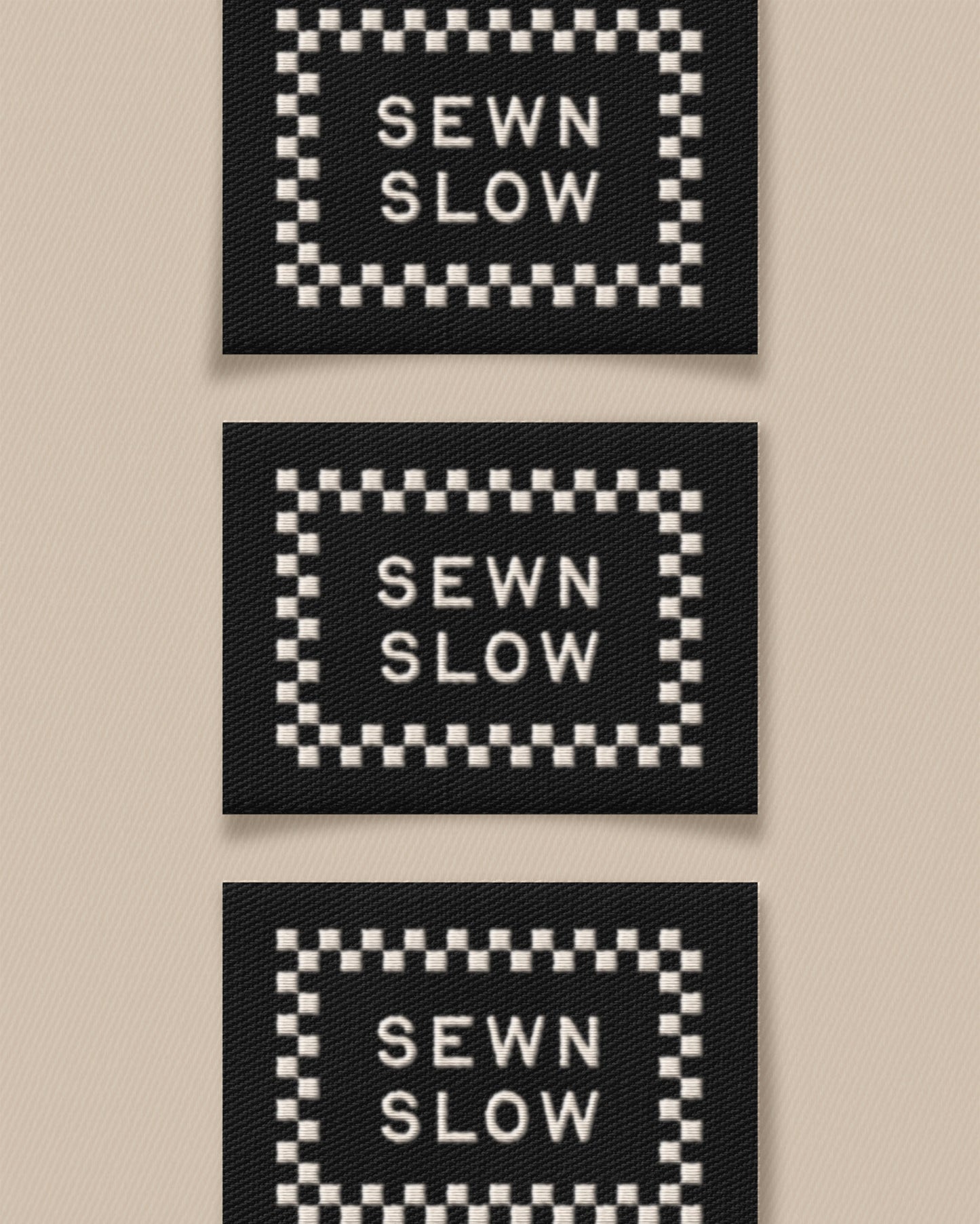 Sewn Slow Black Large Garment Labels